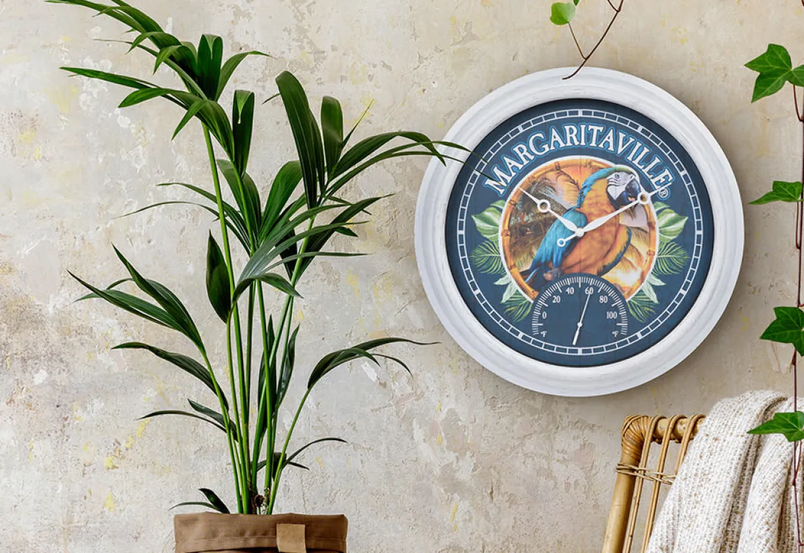 Margaritaville Indoor/Outdoor Wall Clock with Temperature