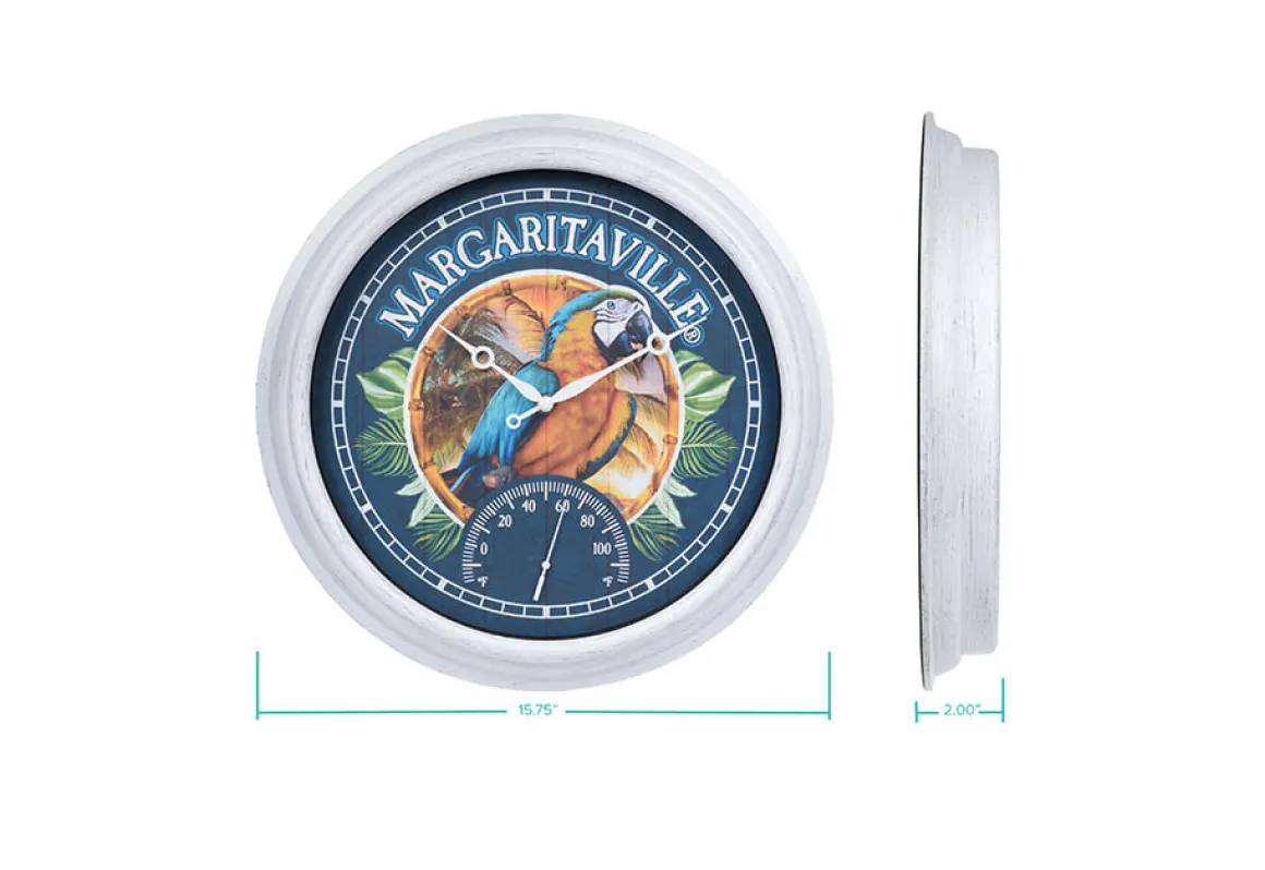 Margaritaville Indoor/Outdoor Wall Clock with Temperature