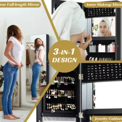 Mirrored Jewelry Cabinet Organizer