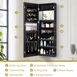 Mirrored Jewelry Cabinet Organizer