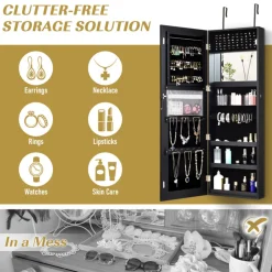 Mirrored Jewelry Cabinet Organizer