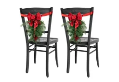 Mixed Cedar and Pine Christmas Chair Back Swags (Set of 2)