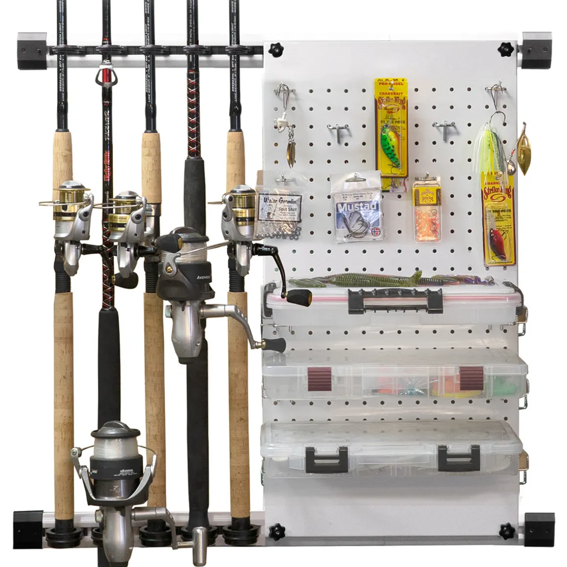 Modular 5 Fishing Rod Rack and Tackle Organizer