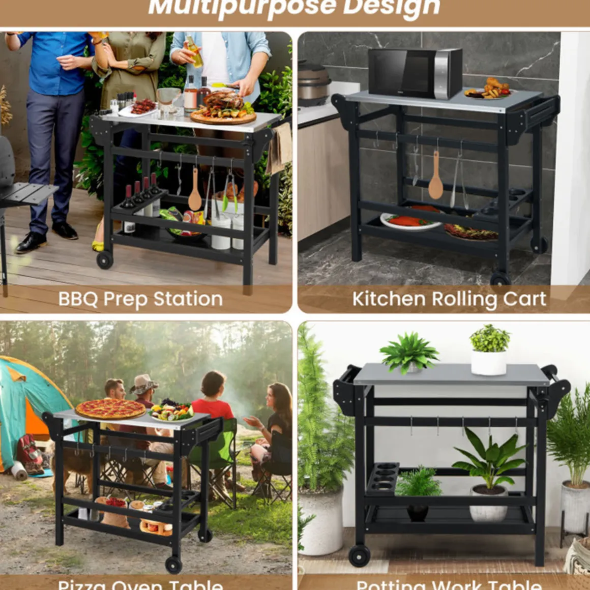 Movable Outdoor Food Prep Cart
