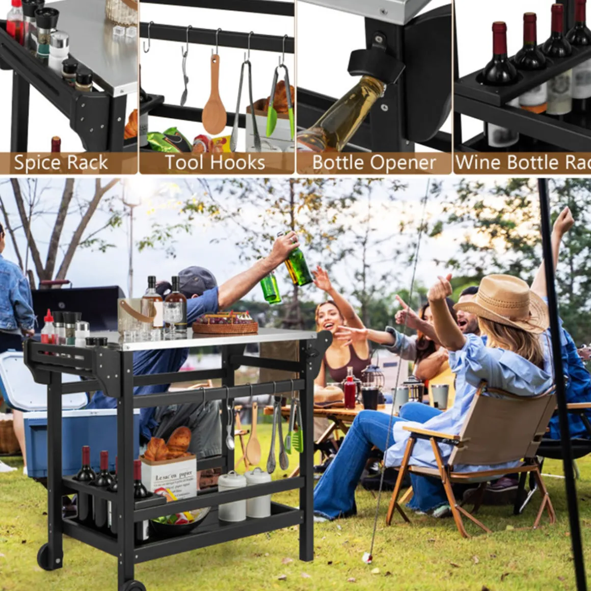 Movable Outdoor Food Prep Cart