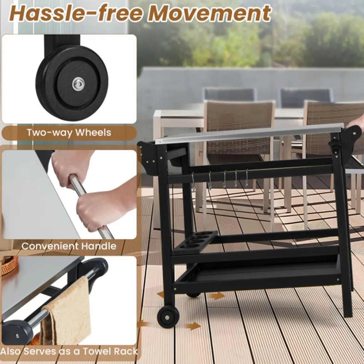 Movable Outdoor Food Prep Cart