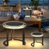 Outdoor Solar Powered LED Garden Table (Set of 2)