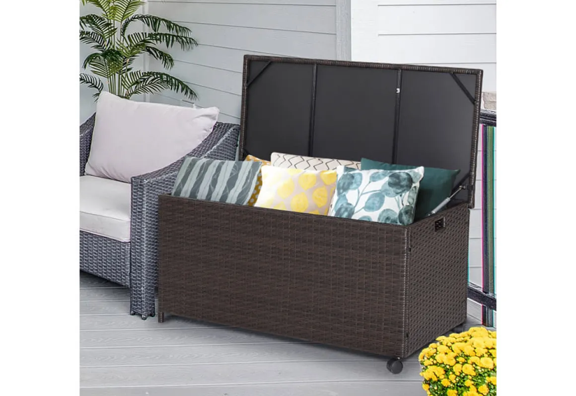 Outdoor Wicker Storage Box with Zippered Liner