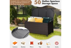 Outdoor Wicker Storage Box with Zippered Liner