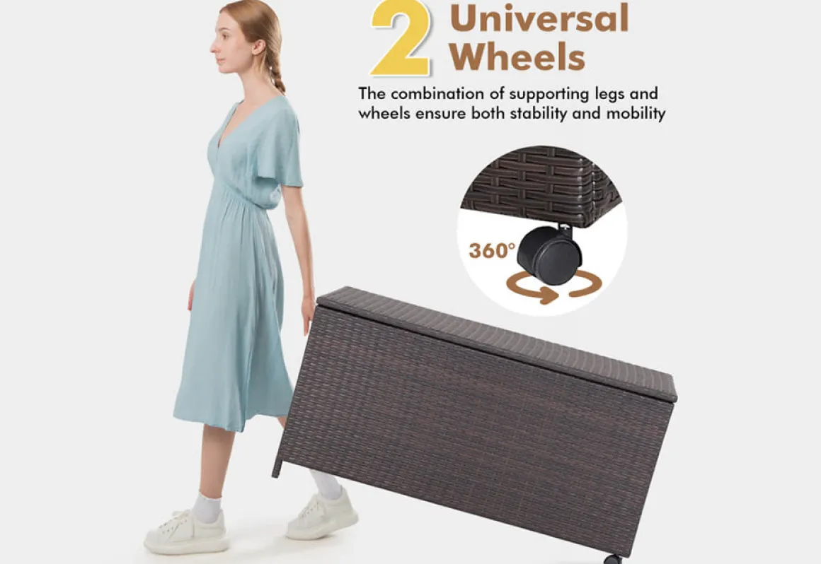 Outdoor Wicker Storage Box with Zippered Liner