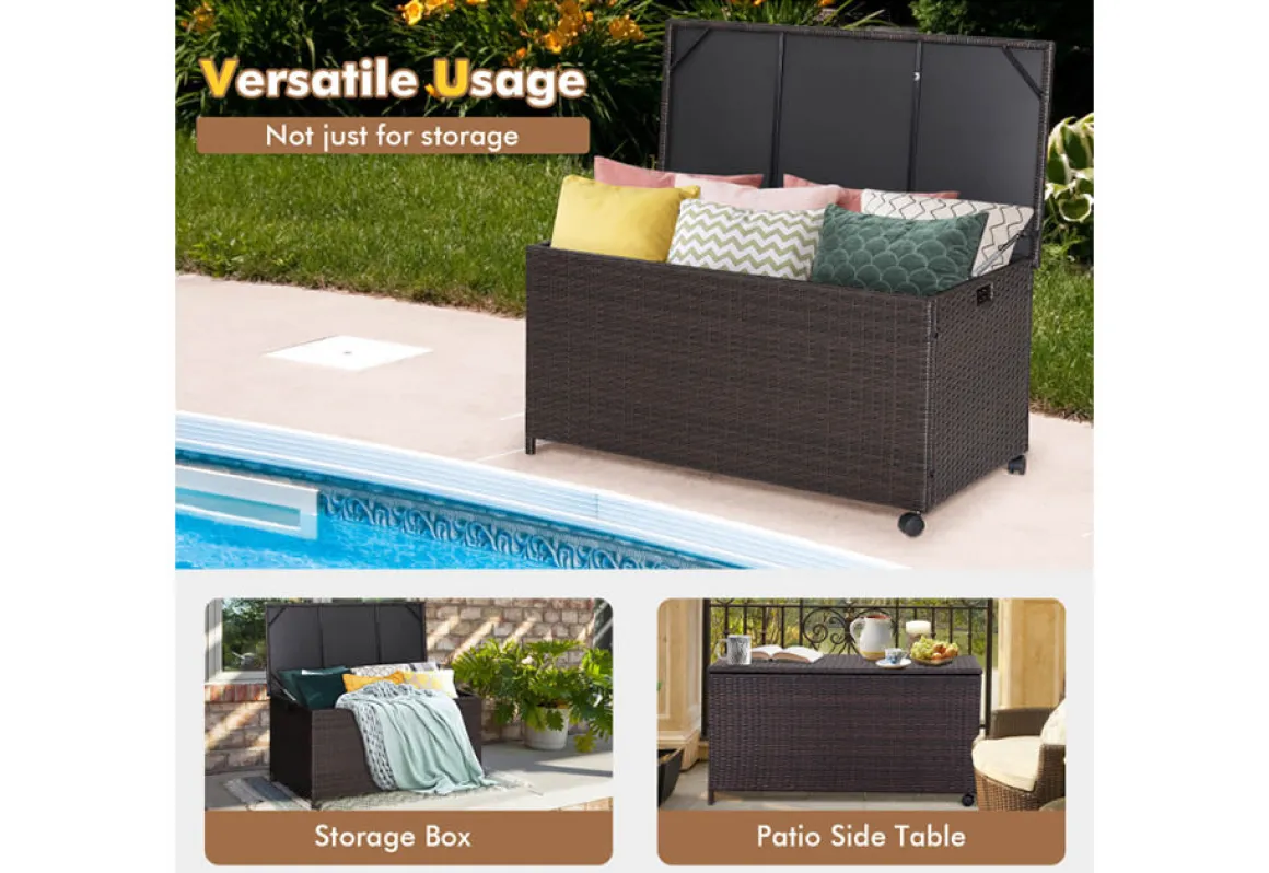 Outdoor Wicker Storage Box with Zippered Liner
