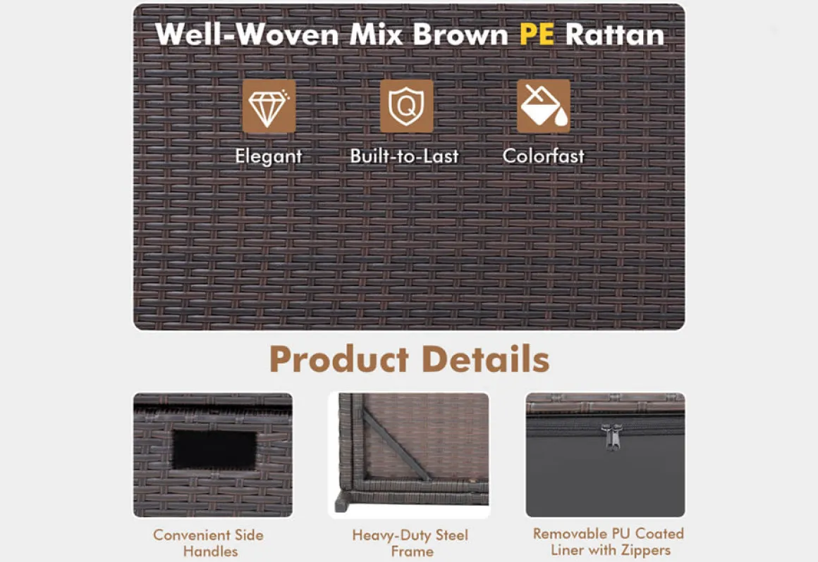 Outdoor Wicker Storage Box with Zippered Liner