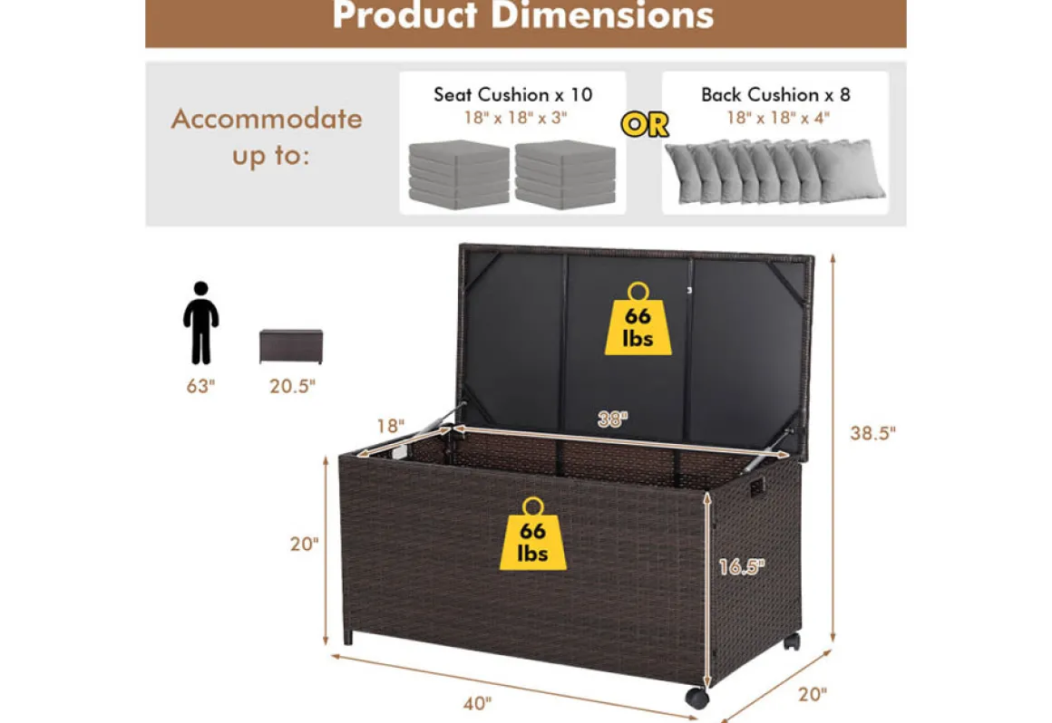Outdoor Wicker Storage Box with Zippered Liner