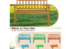 2-Person Outdoor Acacia Wood Bench with Backrest