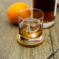 Personalized Whiskey Glasses and Bar Mat Gift Set