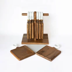 9-Piece Acacia Wood Charcuterie Board Set