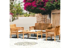 4-Piece Outdoor Acacia Wood Sofa Furniture Set