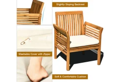 4-Piece Outdoor Acacia Wood Sofa Furniture Set