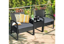 3-Piece Outdoor Rattan Patio Conversation Set