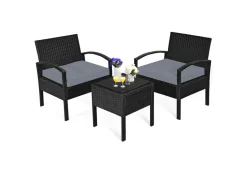 3-Piece Outdoor Rattan Patio Conversation Set