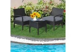 3-Piece Outdoor Rattan Patio Conversation Set