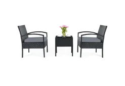 3-Piece Outdoor Rattan Patio Conversation Set