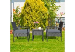 3-Piece Outdoor Rattan Patio Conversation Set
