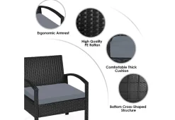 3-Piece Outdoor Rattan Patio Conversation Set