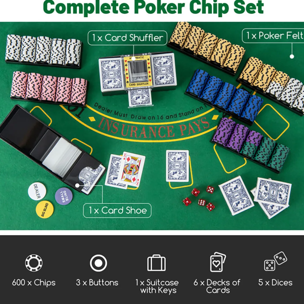 600-Piece Poker Chip and Game Set