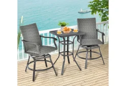 3-Piece Swivel Bar Set with 4D Air Fiber Cushions