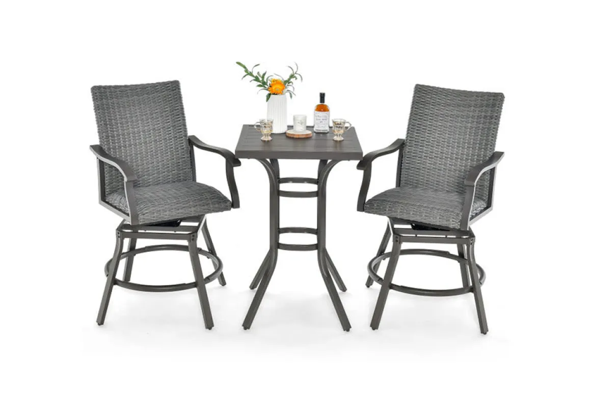 3-Piece Swivel Bar Set with 4D Air Fiber Cushions