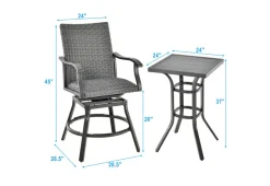 3-Piece Swivel Bar Set with 4D Air Fiber Cushions
