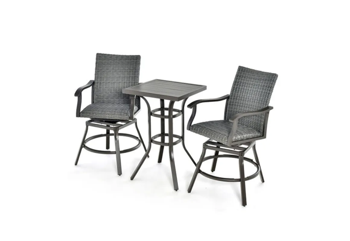 3-Piece Swivel Bar Set with 4D Air Fiber Cushions