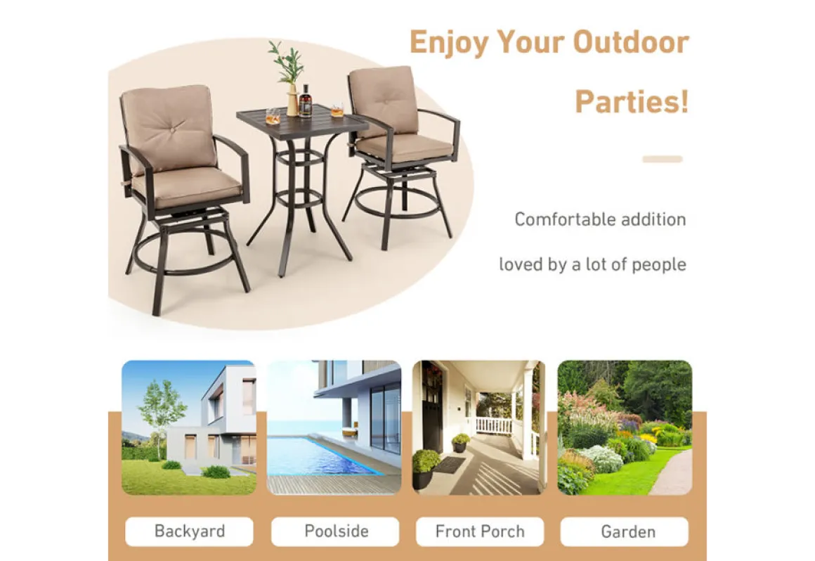 3-Piece Swivel Bar Table Set