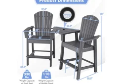 2-Piece Tall Adirondack Chairs with Middle Connecting Tray