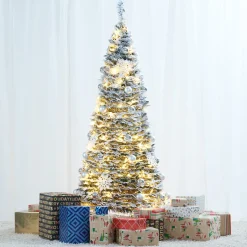 Pop-Up 6 Ft. White Flocked Christmas Tree