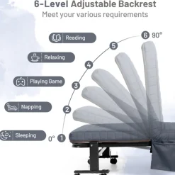 Portable Adjustable Guest Single Bed Twin Mattress