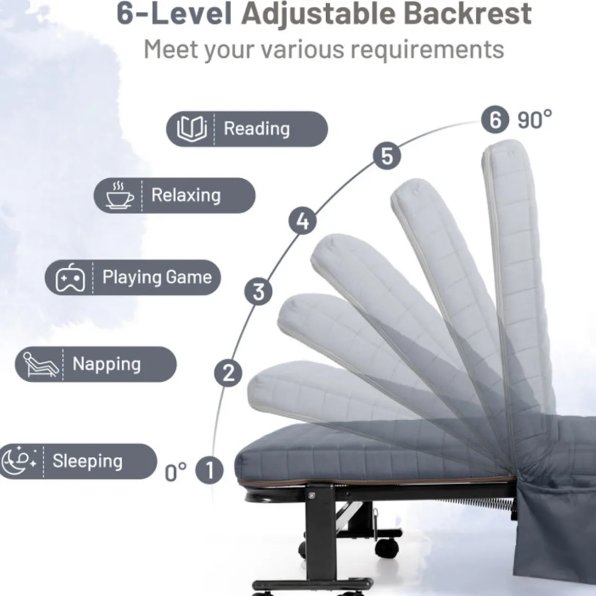 Portable Adjustable Guest Single Bed Twin Mattress