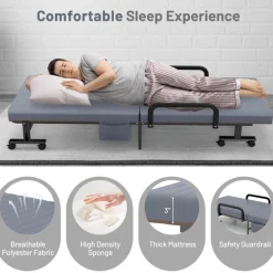 Portable Adjustable Guest Single Bed Twin Mattress