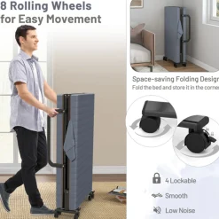 Portable Adjustable Guest Single Bed Twin Mattress