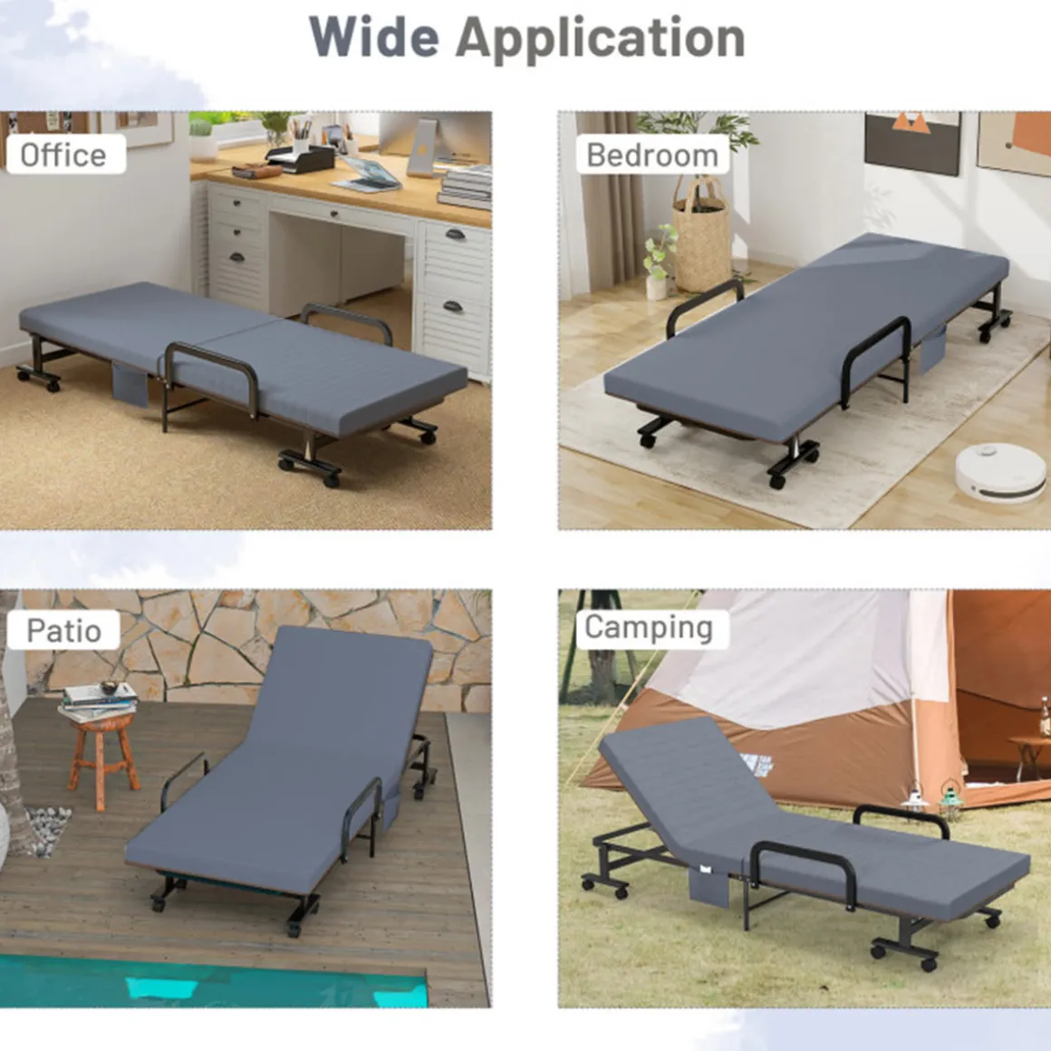 Portable Adjustable Guest Single Bed Twin Mattress