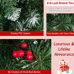 Pre-Lit Artificial Hinged Pencil Christmas Tree