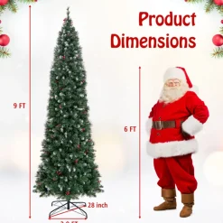 Pre-Lit Artificial Hinged Pencil Christmas Tree