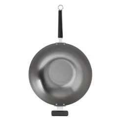 Professional 14-inch Carbon Steel Flat Bottom Wok