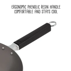 Professional 14-inch Carbon Steel Flat Bottom Wok