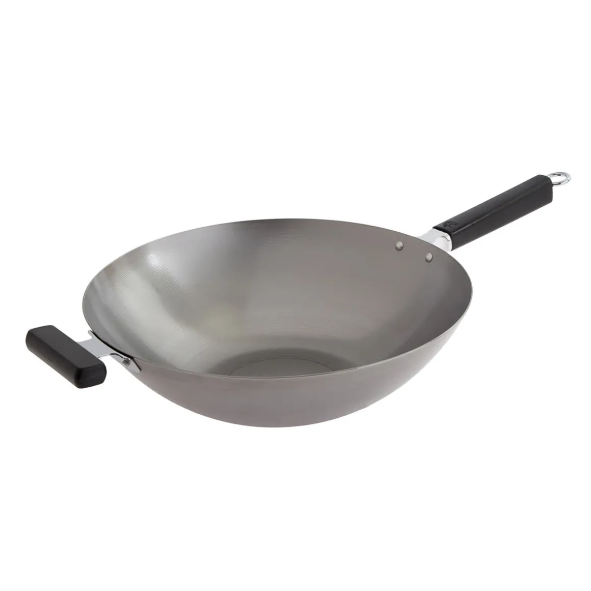 Professional 14-inch Carbon Steel Flat Bottom Wok