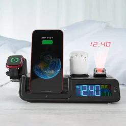 Projection Alarm Clock with Wireless Charging Station