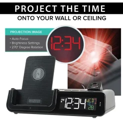 Projection Alarm Clock with Wireless Charging Station