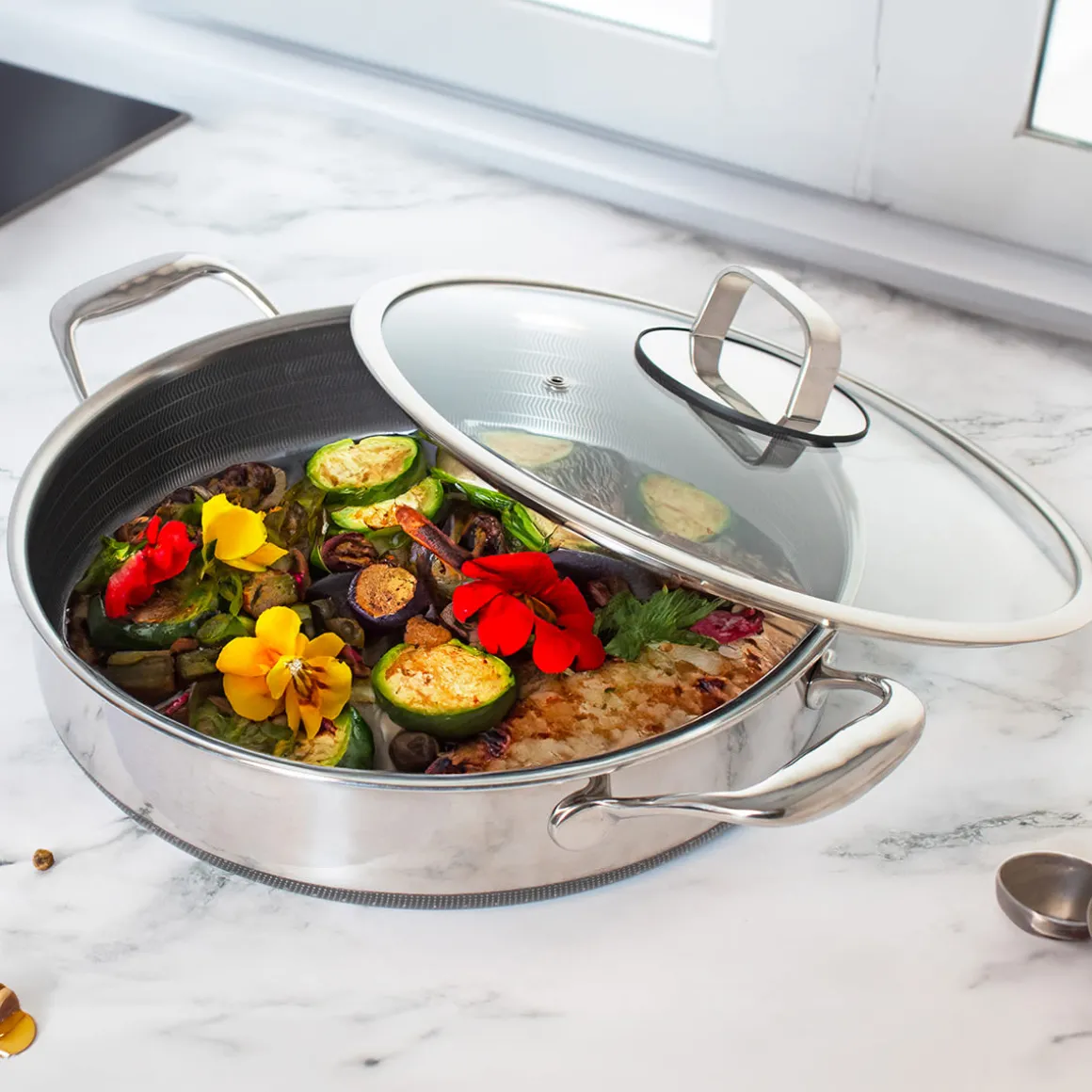 5-Quart Stainless Hybrid Nonstick Saute Pan with Lid