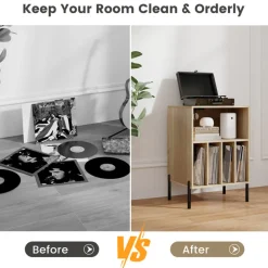 Record Player Storage Stand with Charging Station